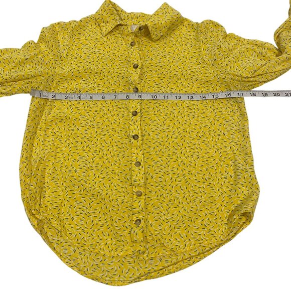 Anthropologie Maeve Blithe Button Down Yellow Motif Blouse Size 2 - Picture 7 of 8
